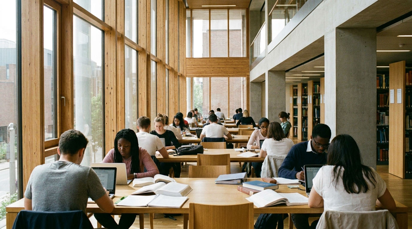 People working in a library